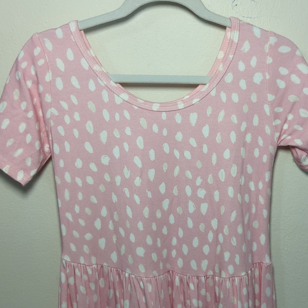 Vivie & Ash Polka Dot Tiered Dress Pink White Spring Easter Handmade Girl Size 8 - Picture 2 of 5